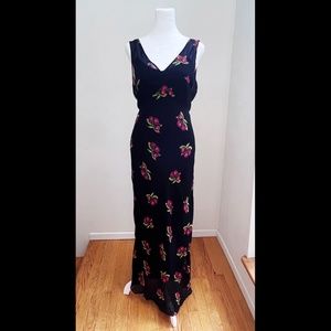 Vintage Betsey Johnson Triple Cherry long sheer black dress w/slip dress M women